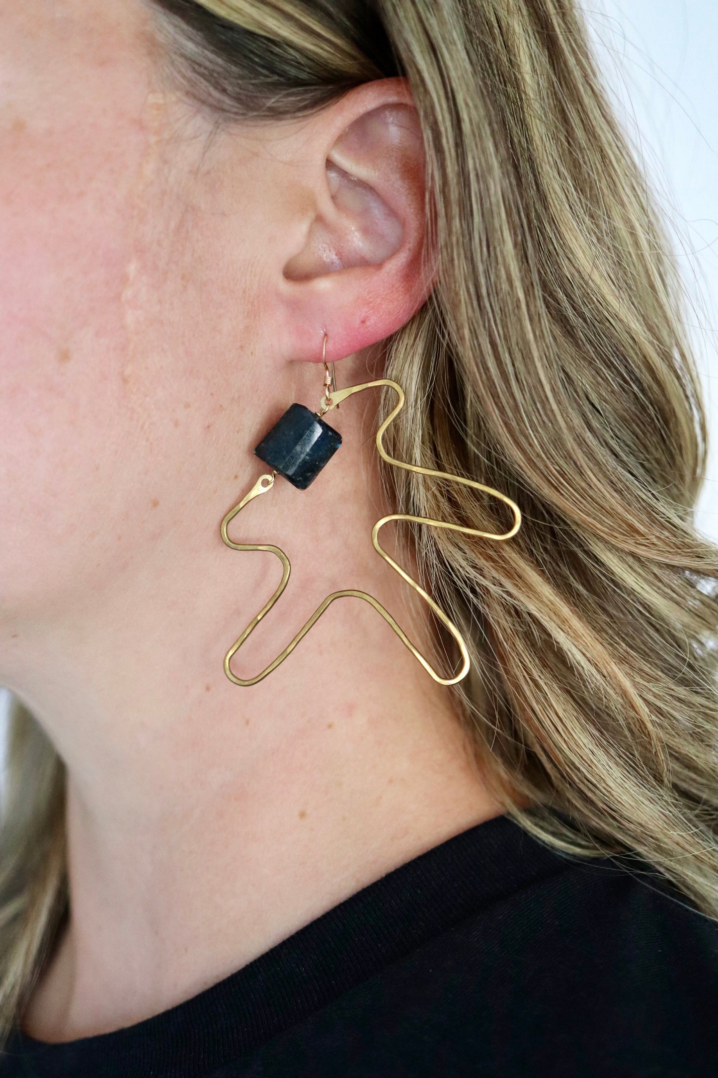 OOAK - Faceted Labradorite, Brass Frames with 14K Gold Fill Earrings