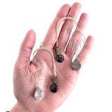 OOAK - Labradorite, Iolite, Marble, Hammered German Silver Frame and Hands with Sterling Silver Earrings