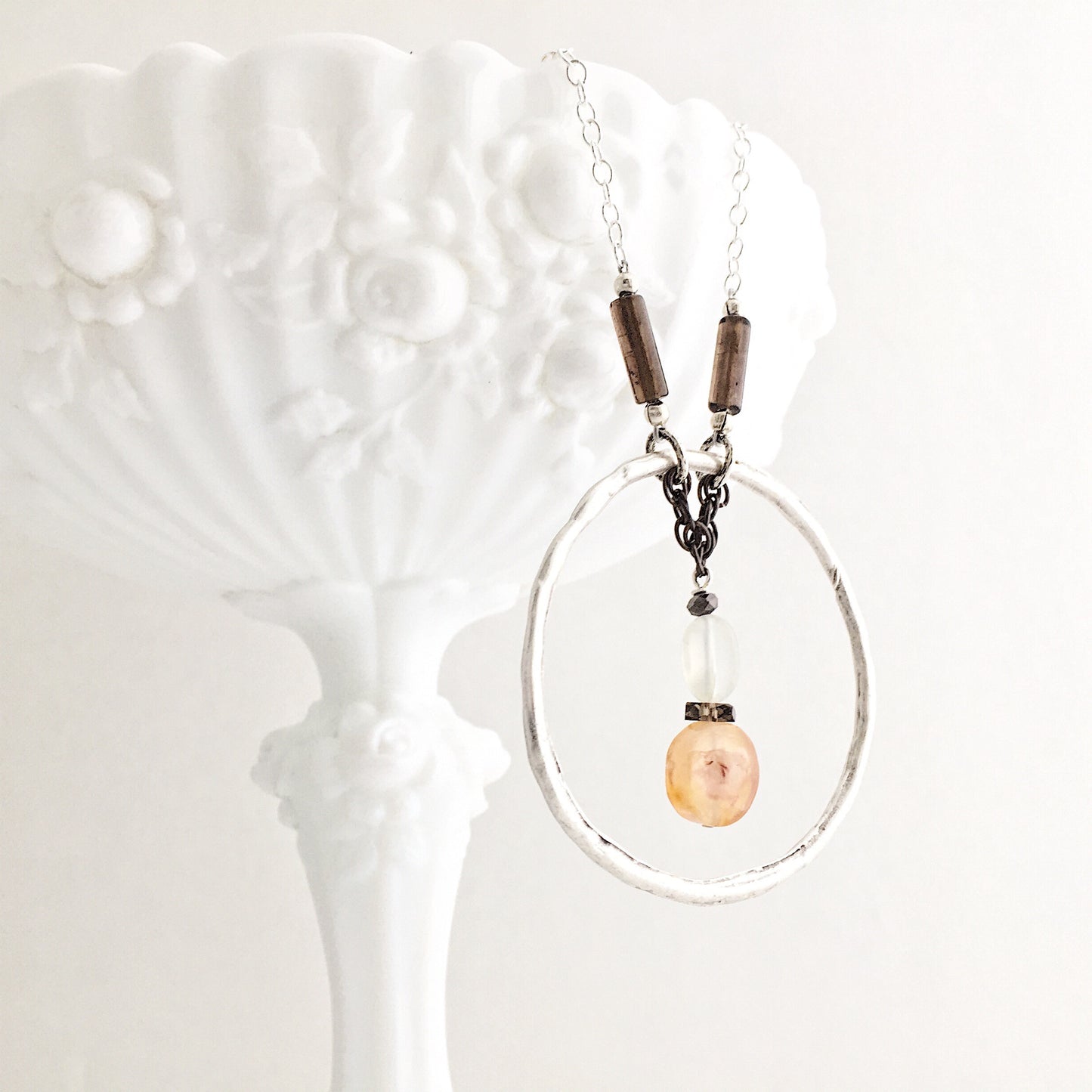 Reuben's Carnelian, Moonstone and Smokey Quartz Necklace