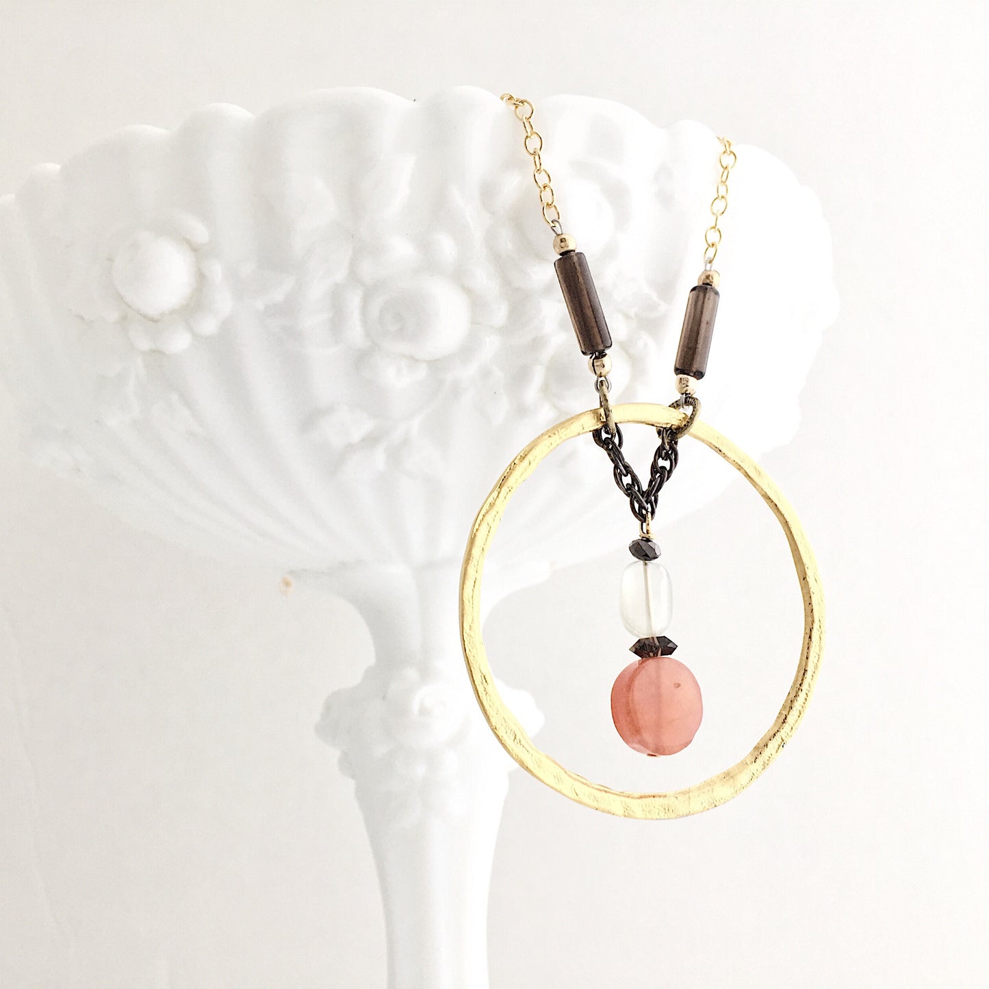 Reuben's Carnelian, Moonstone and Smokey Quartz Necklace