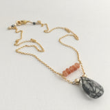 Reuben's Rutilated Quartz and Sunstone Necklace in Sterling Silver and Vermeil