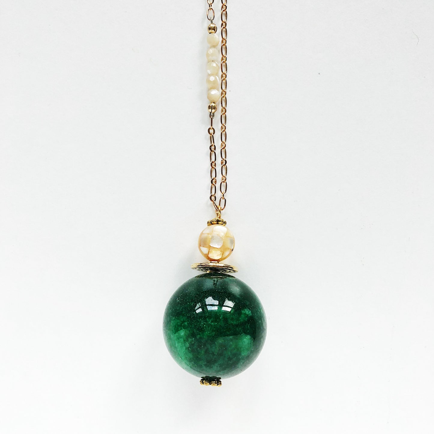 Green Agate and Abalone Necklace