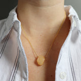 Orange Tan Citrine Teardrop Necklace