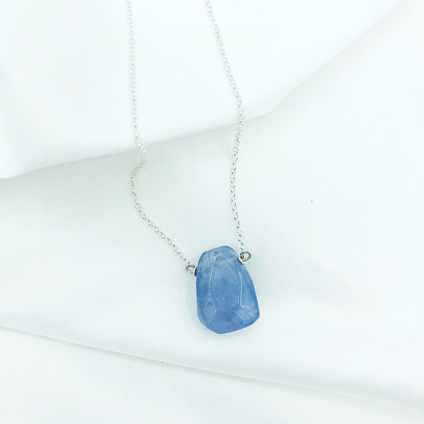 Purple Blue Chalcedony Teardrop Necklace