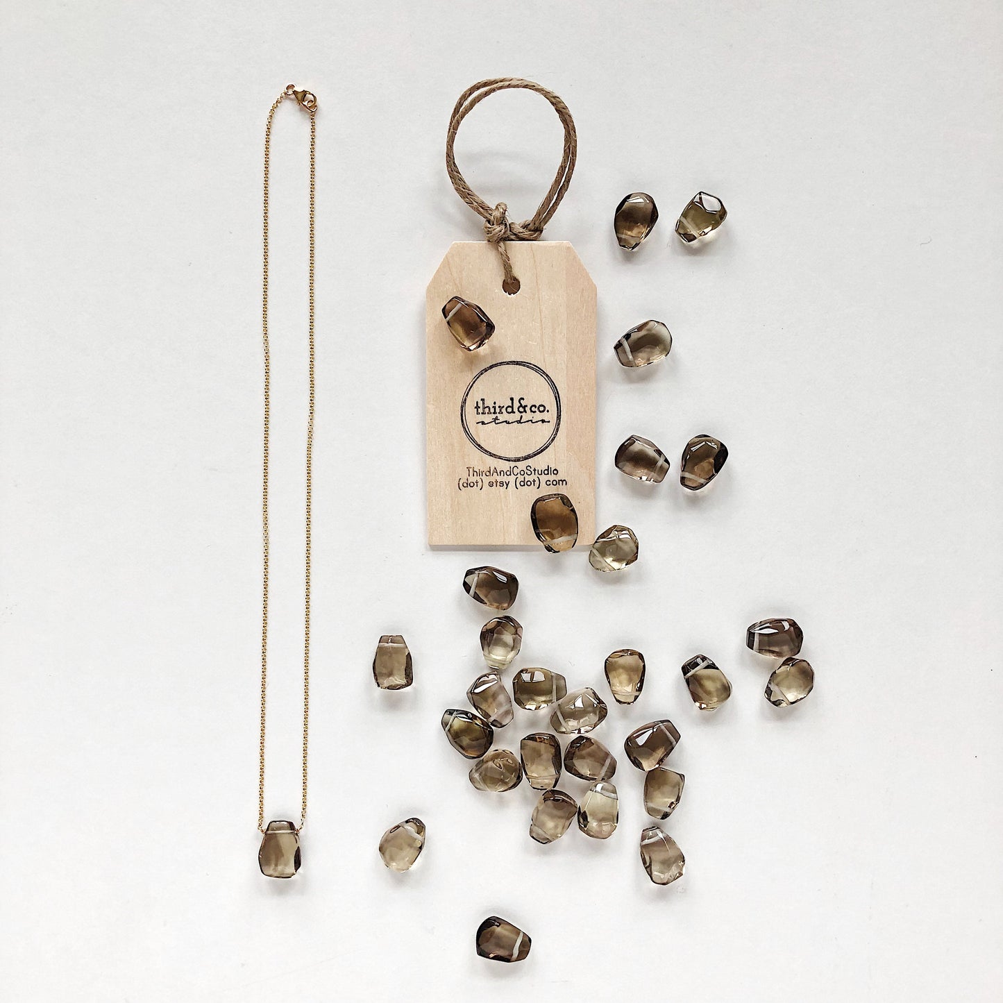Grayed Yellow Smokey Topaz Teardrop Necklace