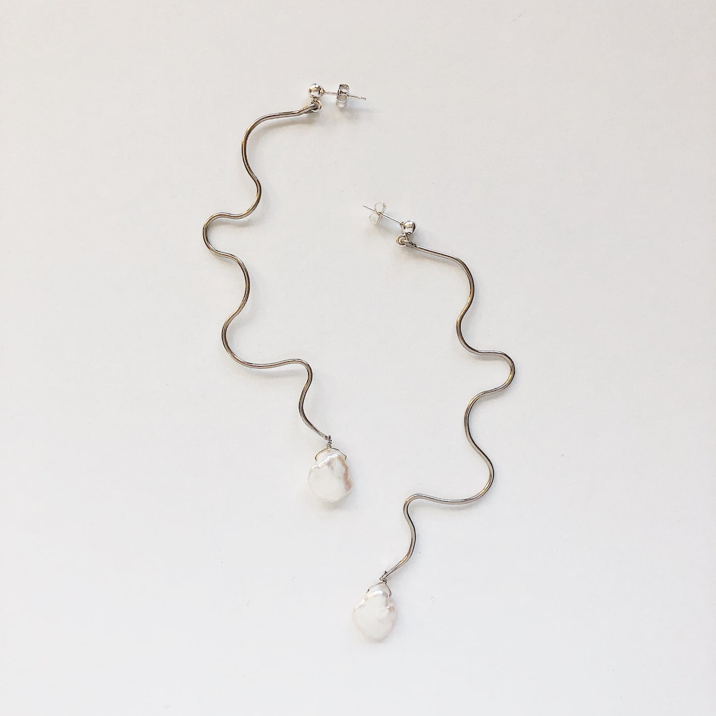 OOAK - White Fresh Water Keshi Pearl Statement Earrings