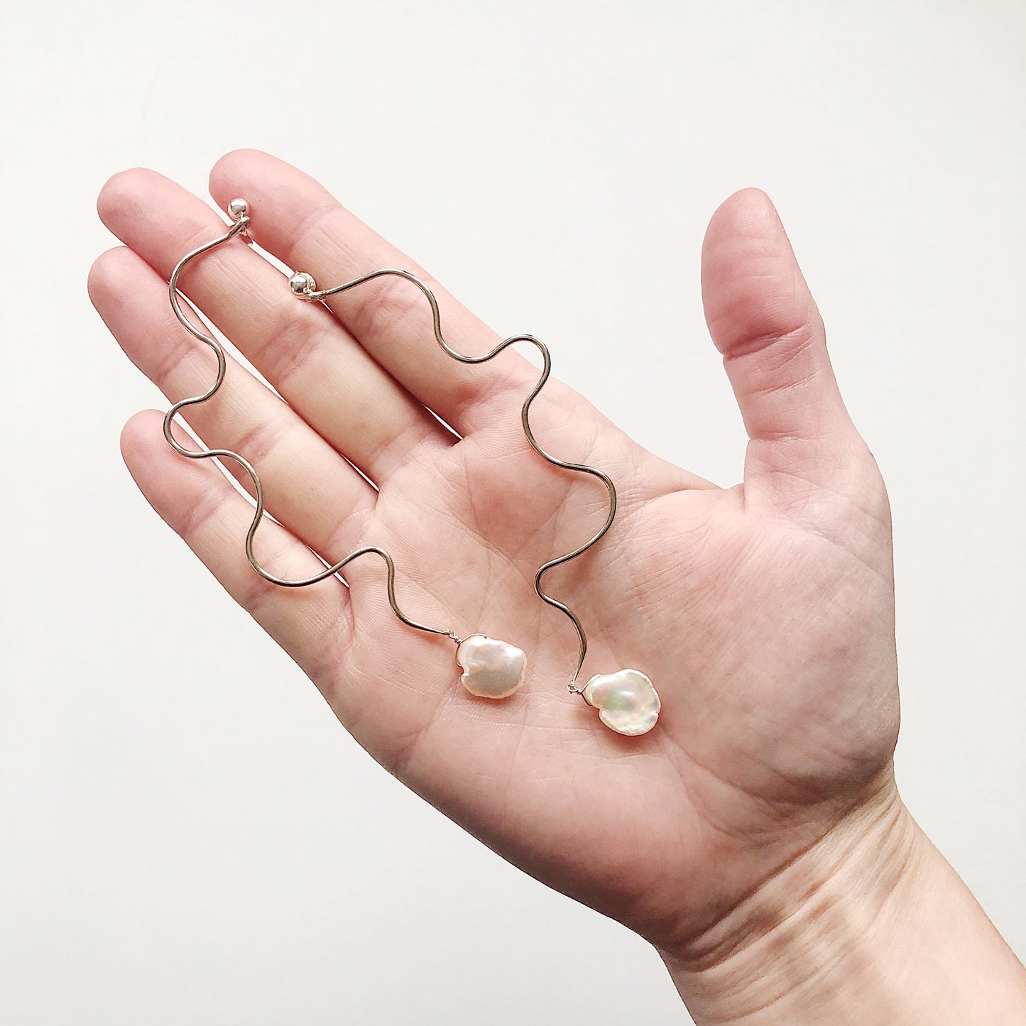 OOAK - White Fresh Water Keshi Pearl Statement Earrings