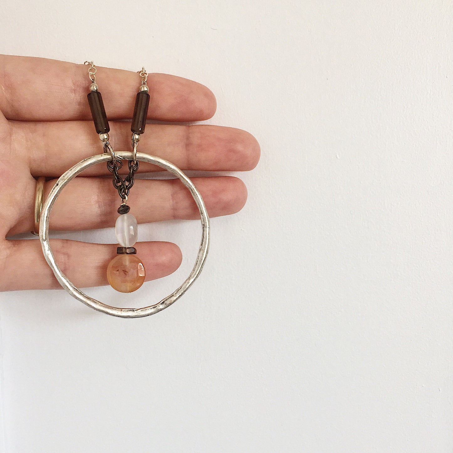Reuben's Carnelian, Moonstone and Smokey Quartz Necklace
