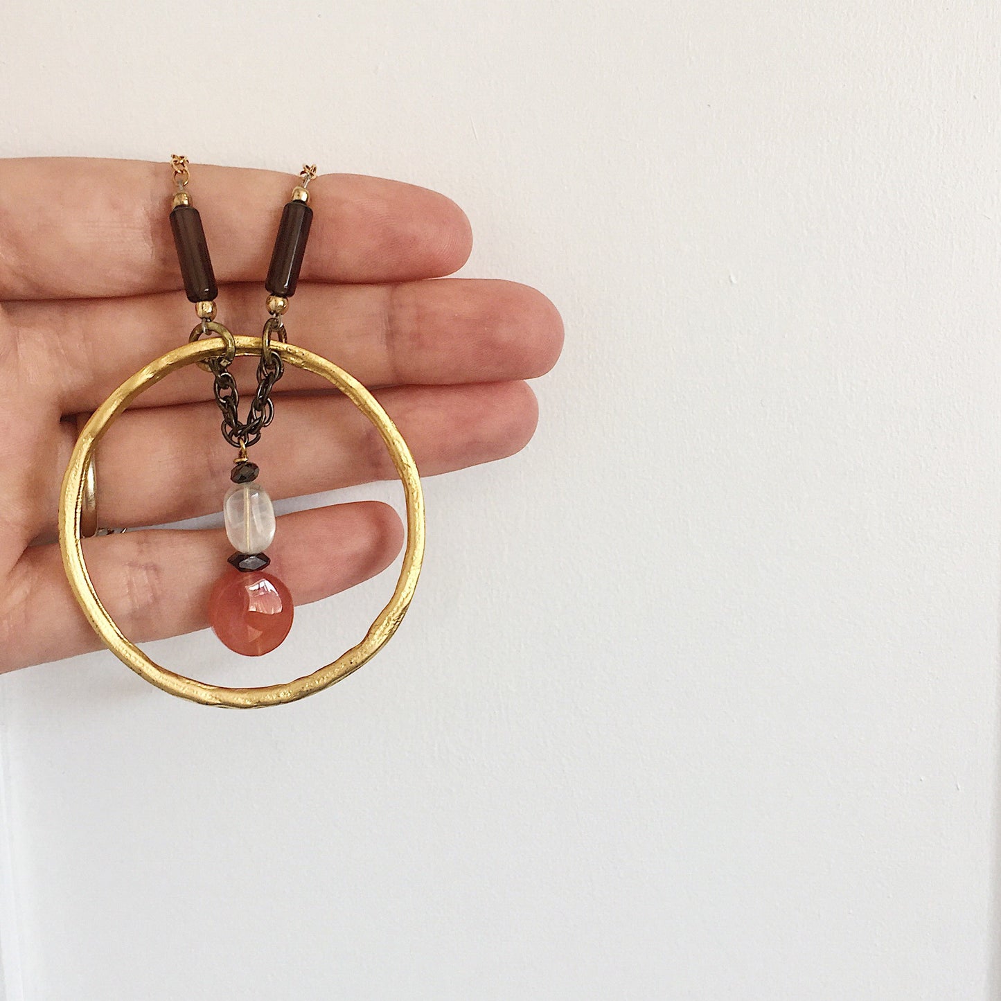 Reuben's Carnelian, Moonstone and Smokey Quartz Necklace