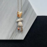 FROM THE BEACH // Chalcedony, Fresh Water Pearl, Shell Fragments, Gold Fill Necklace