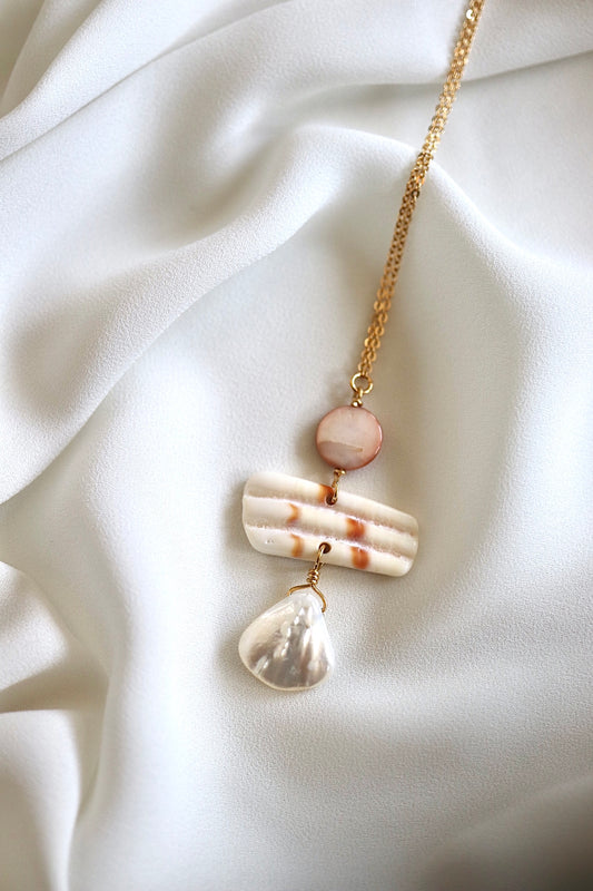 FROM THE BEACH // Mother of Pearl, Shell Fragment, Gold Plated Necklace