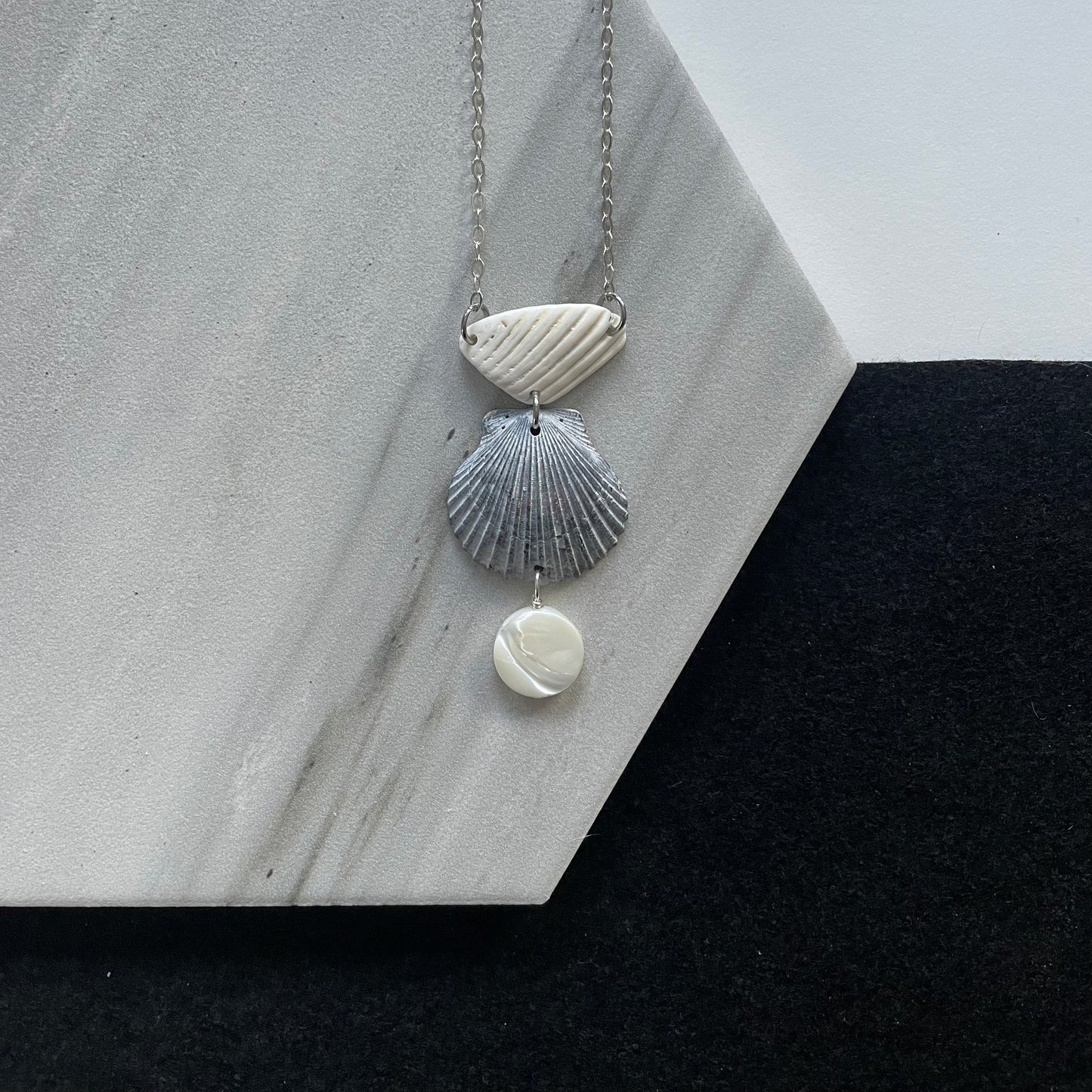 FROM THE BEACH // Mother of Pearl, Shells, Sterling Silver Necklace