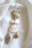 FROM THE BEACH // Chalcedony, Jasper, Shell Fragments, Sterling Silver Necklace