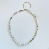 OOAK - Fresh Water Pearl, Labradorite, Citrine, Opal, Amethyst, Aquamarine, Aventurine, Quartz and Gold Plated Anti-tarnish Paperclip Chain Necklace