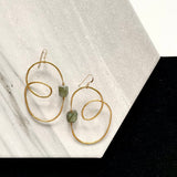 OOAK - Labradorite, Hammered Brass and 14K Gold Fill Earrings