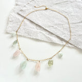 OOAK - Aquamarine, Morganite and Gold Plated Anti-Tarnish Paperclip Chain Necklace