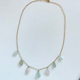 OOAK - Aquamarine, Morganite and Gold Plated Anti-Tarnish Paperclip Chain Necklace