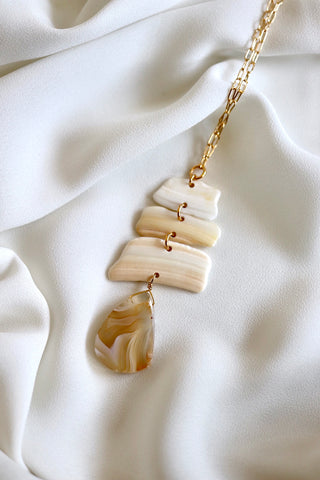 FROM THE BEACH // Agate, Shell Fragments, Gold Plated Necklace