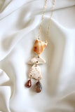 FROM THE BEACH // Chalcedony, Fresh Water Pearl, Shell Fragments, Gold Fill Necklace