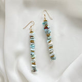 OOAK - Aquamarine, Brass Accents and 14K Gold Fill Earrings