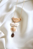 FROM THE BEACH // Chalcedony, Shell Fragments, Gold Fill Necklace