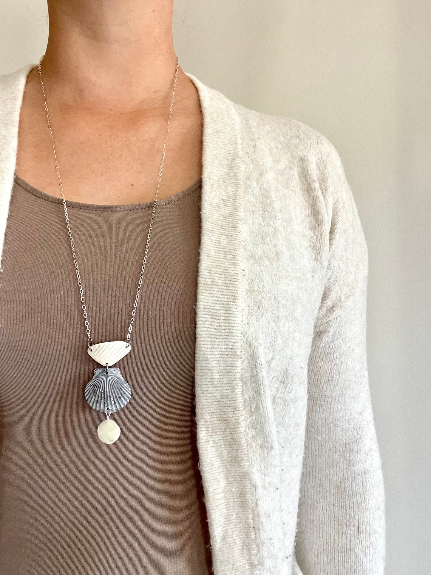 FROM THE BEACH // Mother of Pearl, Shells, Sterling Silver Necklace