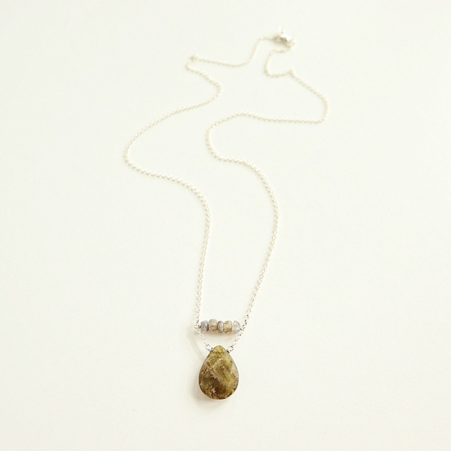 Faceted Labradorite Bar and Teardrop Necklace