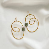 OOAK - Labradorite, Hammered Brass and 14K Gold Fill Earrings