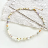 OOAK - Fresh Water Pearl, Labradorite, Citrine, Opal, Amethyst, Aquamarine, Aventurine, Quartz and Gold Plated Anti-tarnish Paperclip Chain Necklace