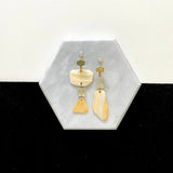 OOAK - Pineapple Quartz, Shell and Gold Plated Hexagon Stud Earrings