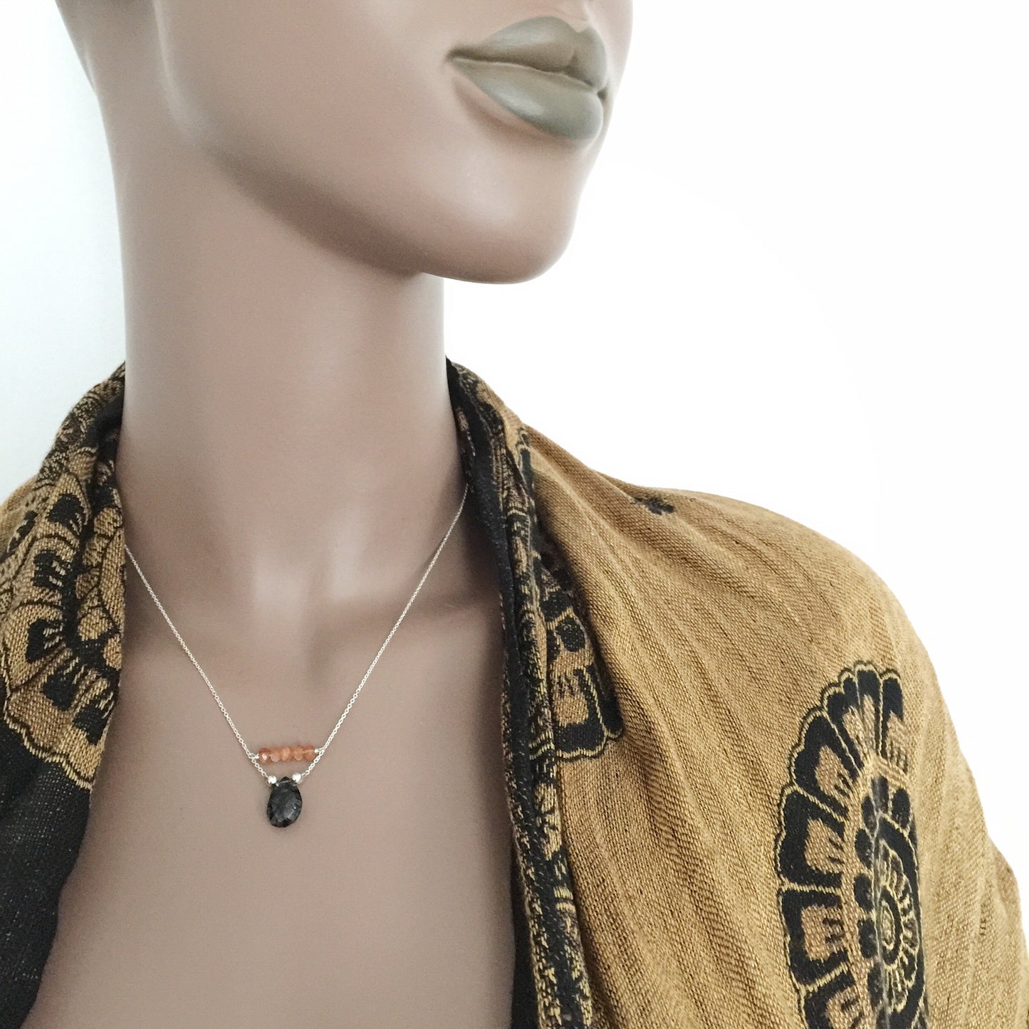 Reuben's Rutilated Quartz and Sunstone Necklace in Sterling Silver and Vermeil