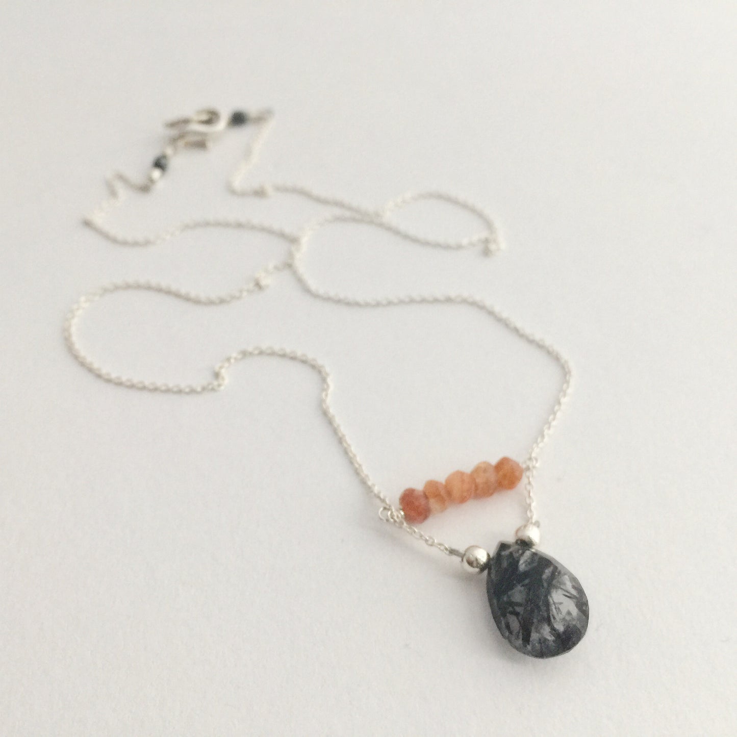 Reuben's Rutilated Quartz and Sunstone Necklace in Sterling Silver and Vermeil