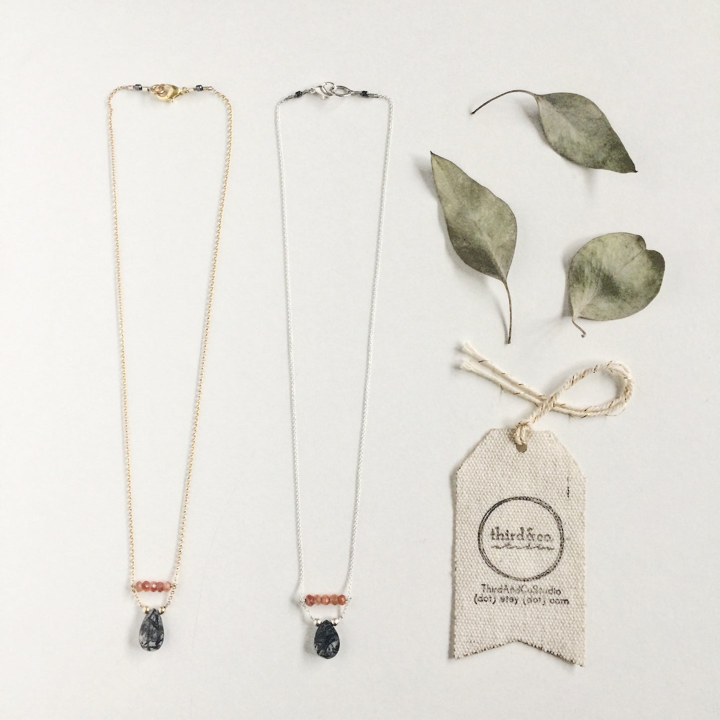 Reuben's Rutilated Quartz and Sunstone Necklace in Sterling Silver and Vermeil
