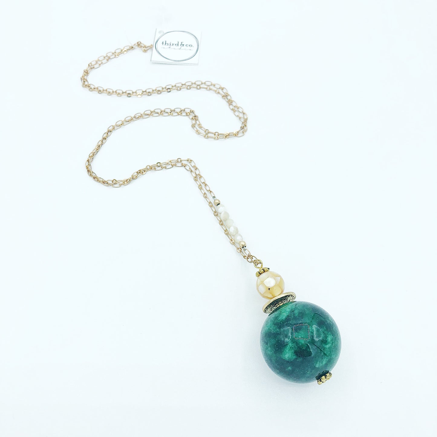 Green Agate and Abalone Necklace