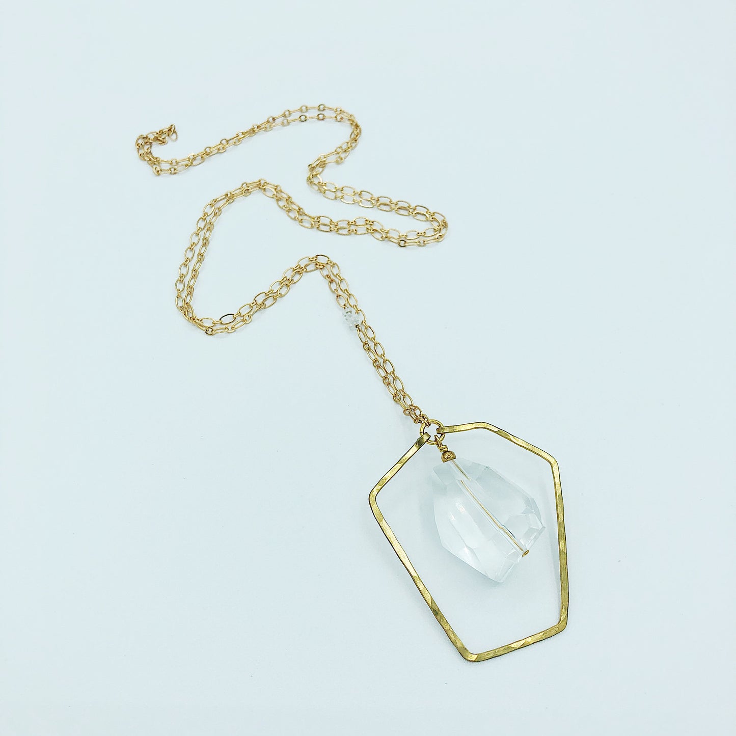 Faceted Crystal Quartz Nugget Necklace