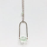 Faceted Green Amethyst Shield Necklace