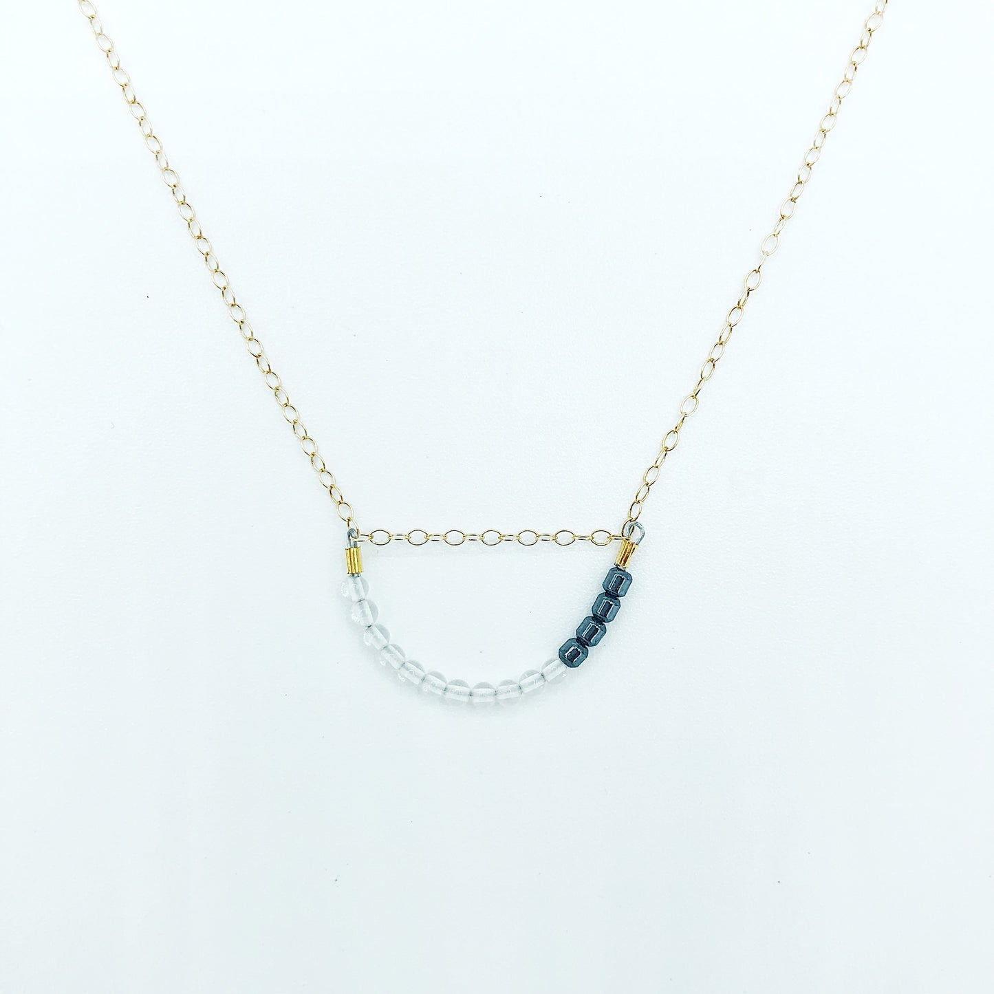 Hematite and Quartz Minimalist Necklace