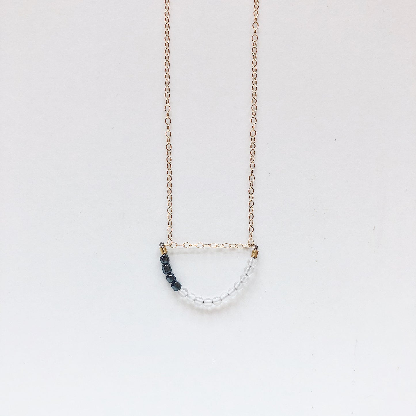 Hematite and Quartz Minimalist Necklace