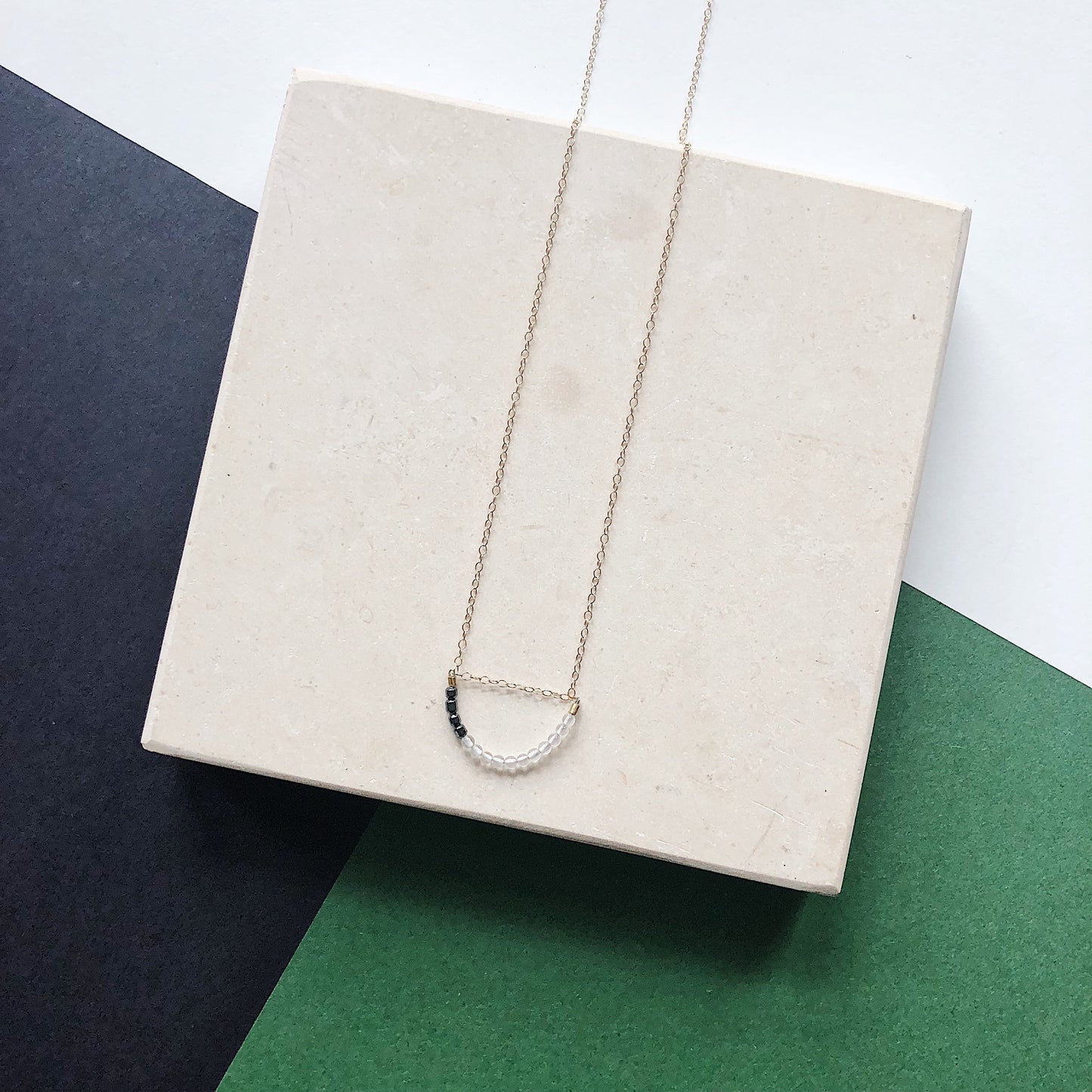 Hematite and Quartz Minimalist Necklace