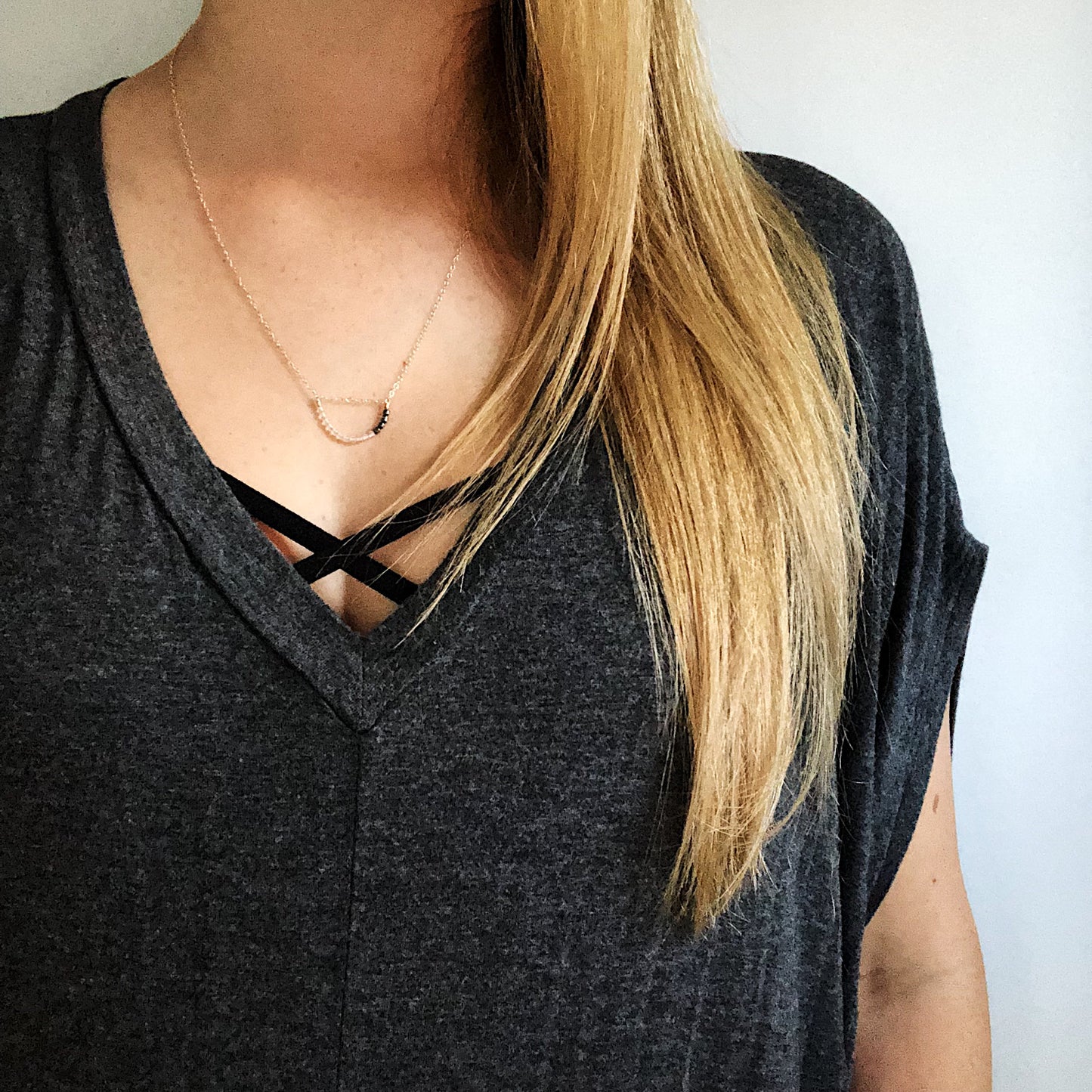 Hematite and Quartz Minimalist Necklace