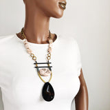 OOAK - Agate, Magnesite and Hematite Statement Necklace
