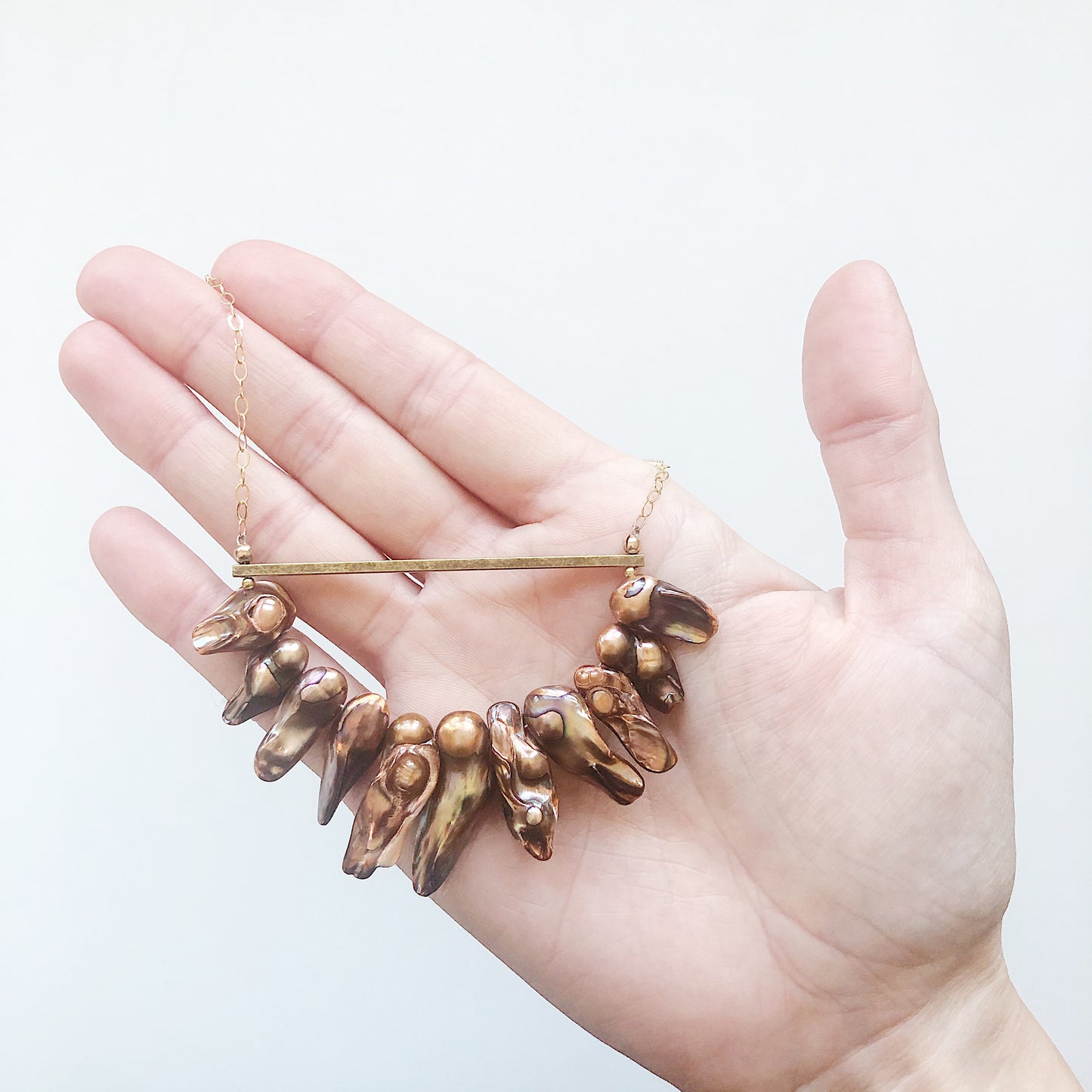 OOAK - Brown Fresh Water Pearl Midi Length Necklace