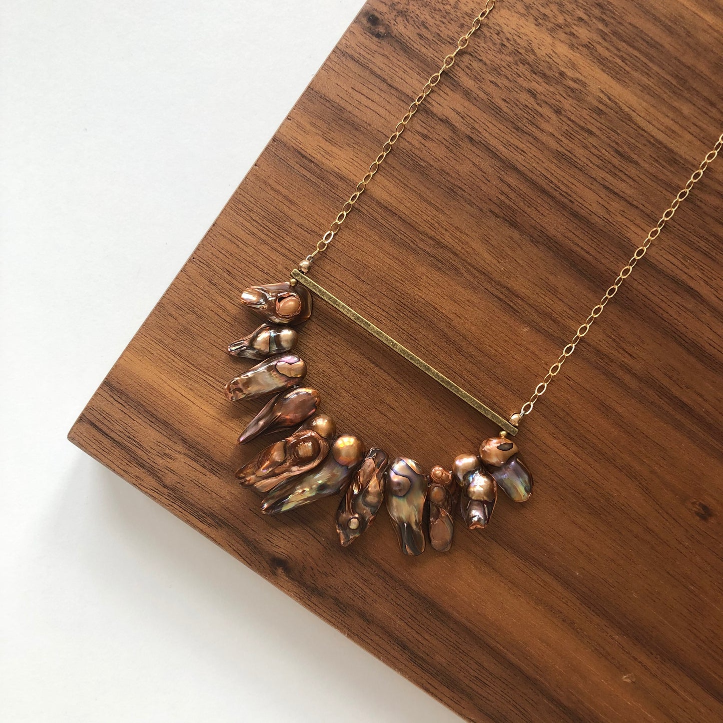 OOAK - Brown Fresh Water Pearl Midi Length Necklace