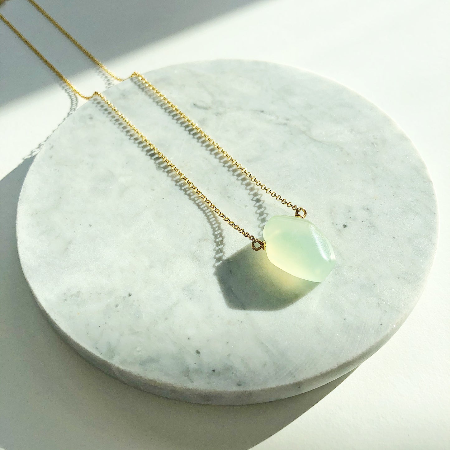 Light Green Chalcedony Teardrop Necklace