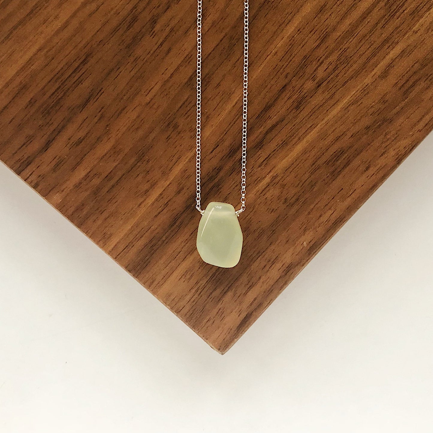 Light Green Chalcedony Teardrop Necklace