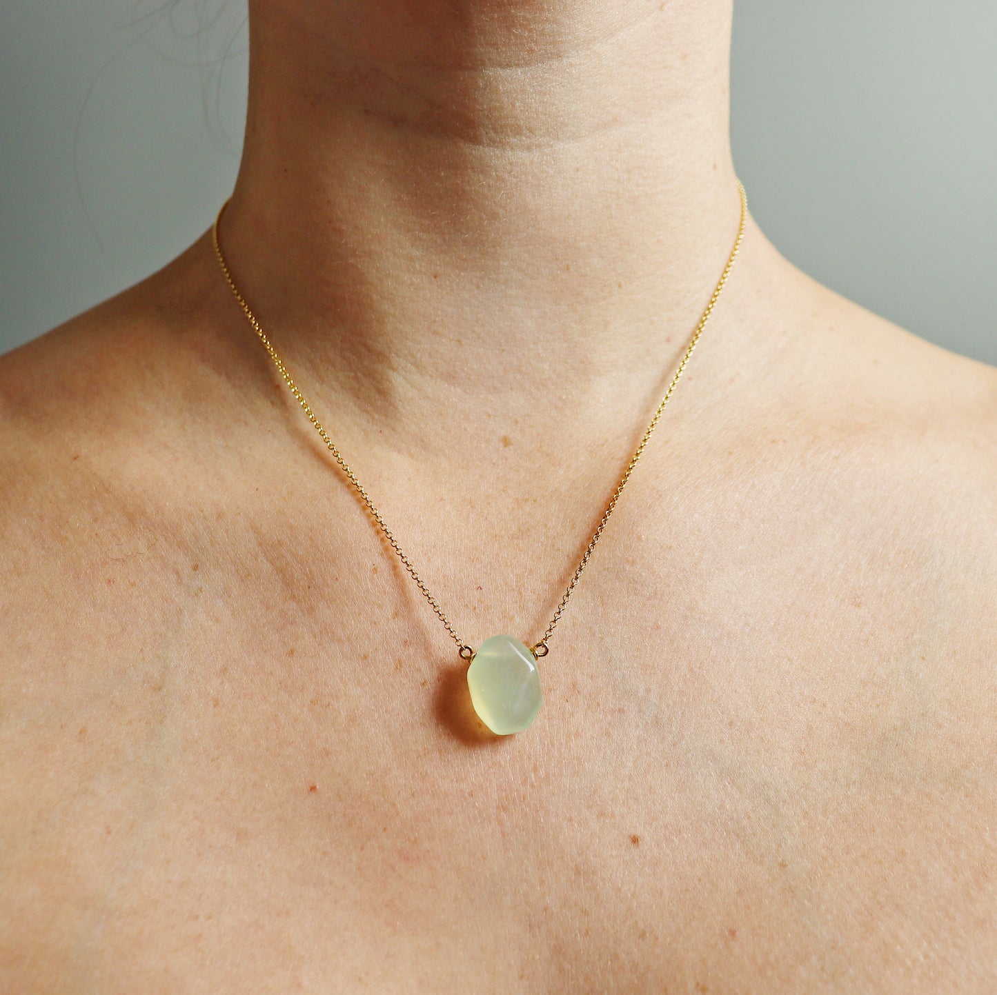 Light Green Chalcedony Teardrop Necklace