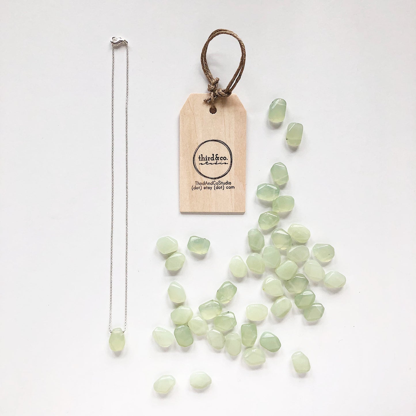 Light Green Chalcedony Teardrop Necklace