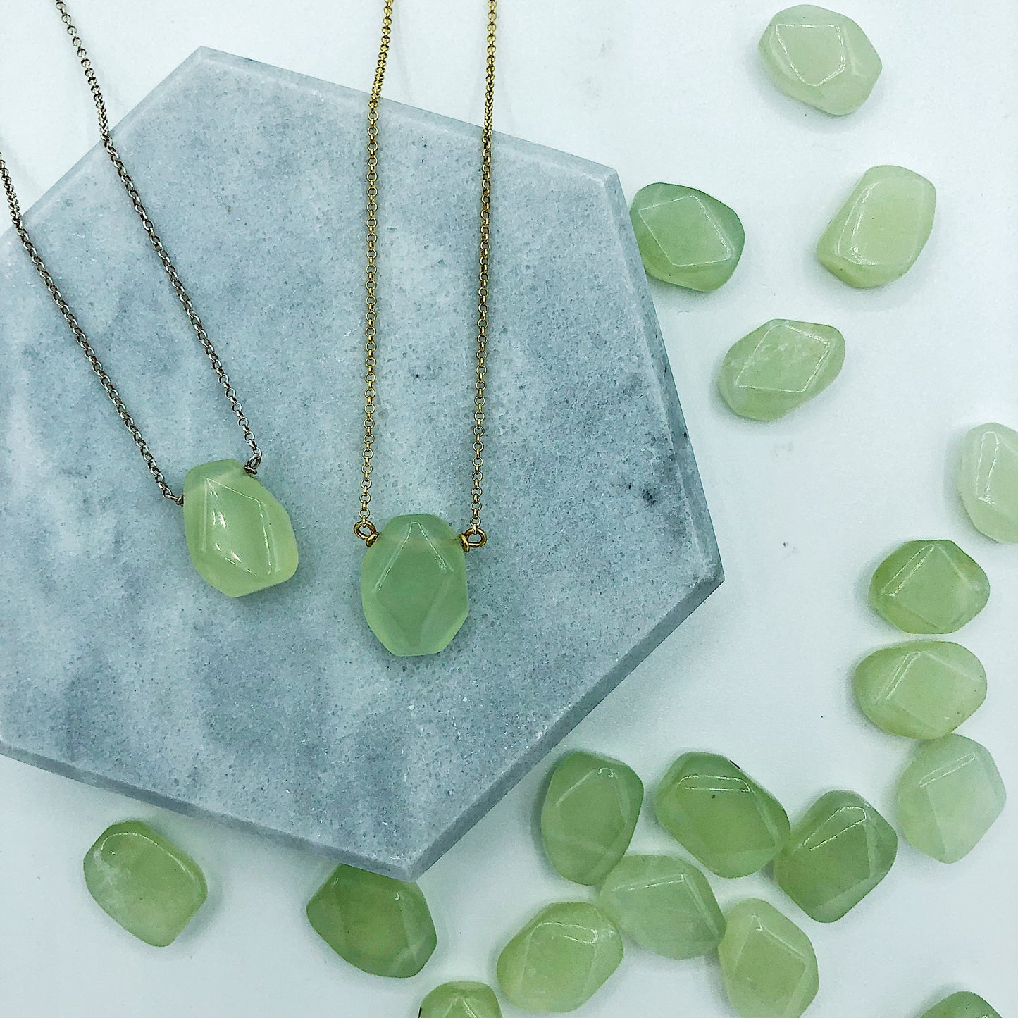 Light Green Chalcedony Teardrop Necklace