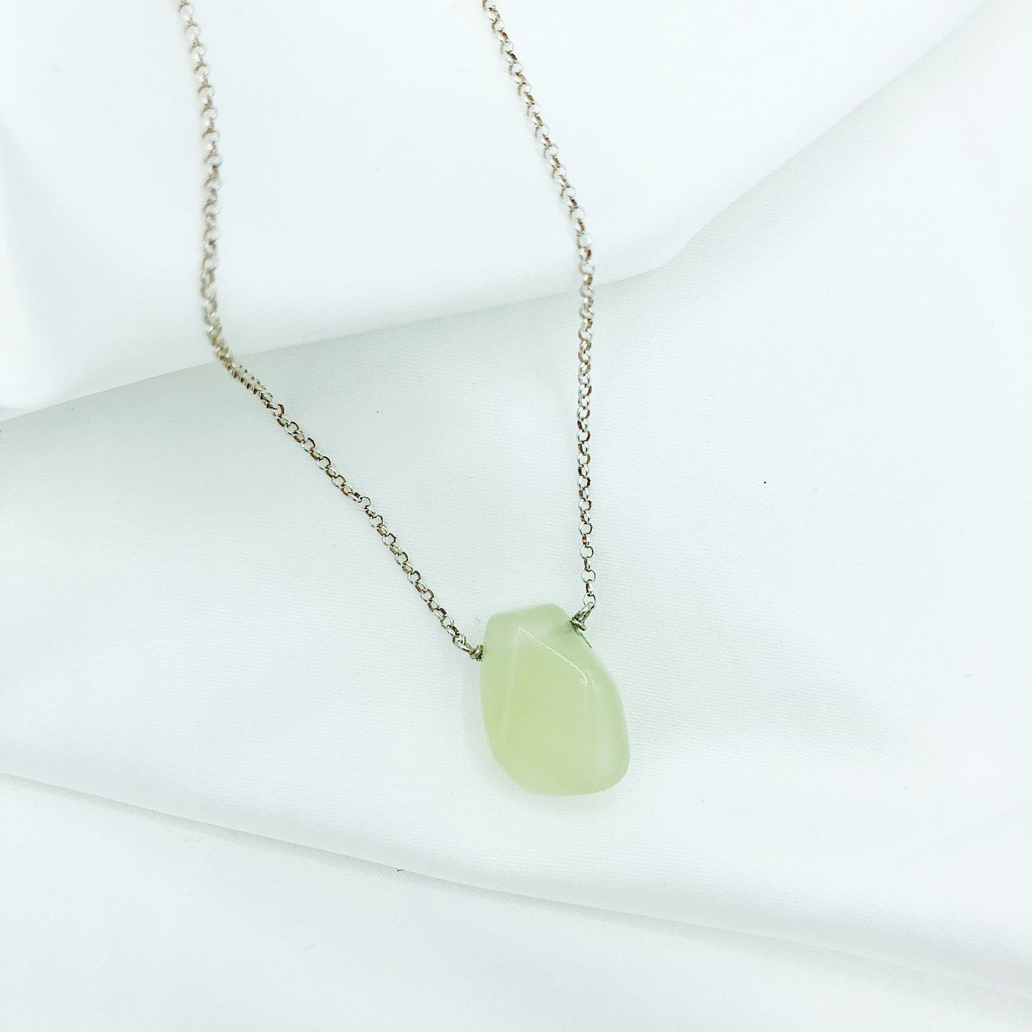 Light Green Chalcedony Teardrop Necklace