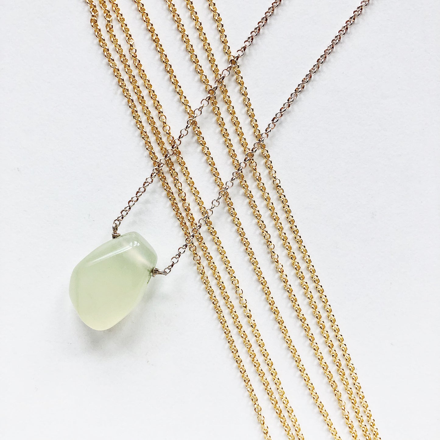 Light Green Chalcedony Teardrop Necklace